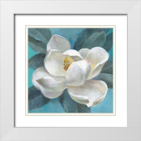 Southern Bloom White Modern Wood Framed Art Print with Double Matting by Nai, Danhui