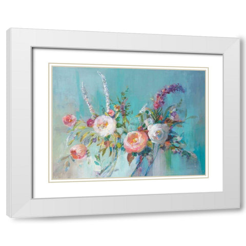 Avalon Blooms White Modern Wood Framed Art Print with Double Matting by Nai, Danhui