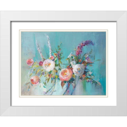 Avalon Blooms White Modern Wood Framed Art Print with Double Matting by Nai, Danhui