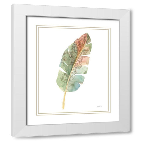 Boho Tropical Leaf I on White White Modern Wood Framed Art Print with Double Matting by Nai, Danhui