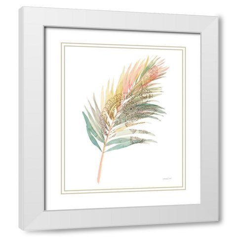 Boho Tropical Leaf III on White White Modern Wood Framed Art Print with Double Matting by Nai, Danhui