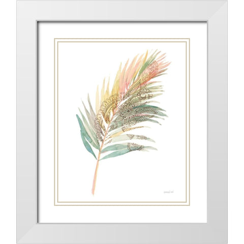 Boho Tropical Leaf III on White White Modern Wood Framed Art Print with Double Matting by Nai, Danhui