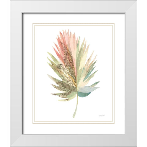 Boho Tropical Leaf IV on White White Modern Wood Framed Art Print with Double Matting by Nai, Danhui