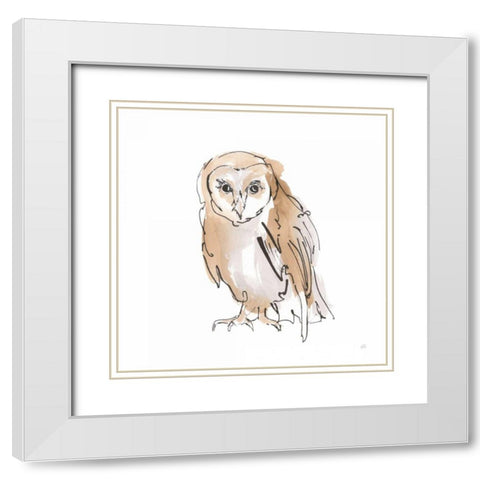 Barn Owl VII White Modern Wood Framed Art Print with Double Matting by Paschke, Chris