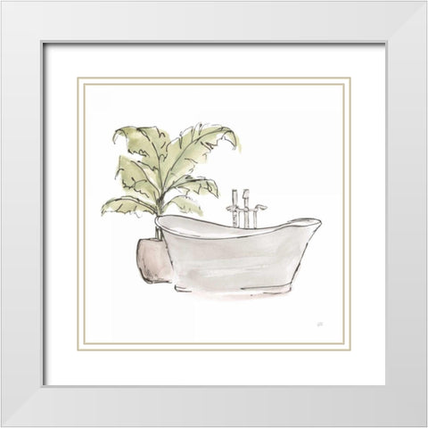 Neutral Tub III White Modern Wood Framed Art Print with Double Matting by Paschke, Chris