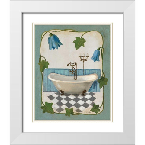Bell Flower Bath I on Ivory White Modern Wood Framed Art Print with Double Matting by Vassileva, Silvia