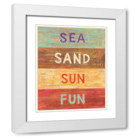 Sea and Sand I White Modern Wood Framed Art Print with Double Matting by Nai, Danhui