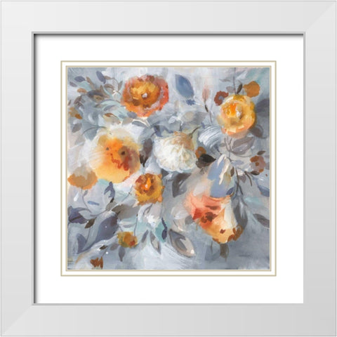 Floral Uplift White Modern Wood Framed Art Print with Double Matting by Nai, Danhui