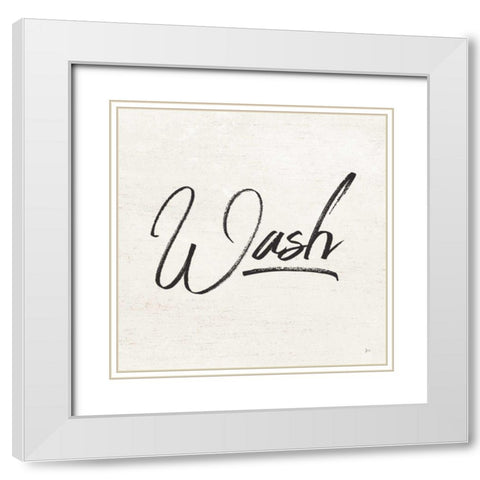 Laundry Script I White Modern Wood Framed Art Print with Double Matting by Aiken, Jess