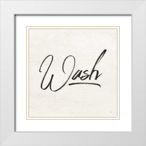 Laundry Script I White Modern Wood Framed Art Print with Double Matting by Aiken, Jess