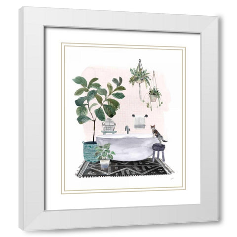 Courtyard Bath White Modern Wood Framed Art Print with Double Matting by Panganiban, Karyn