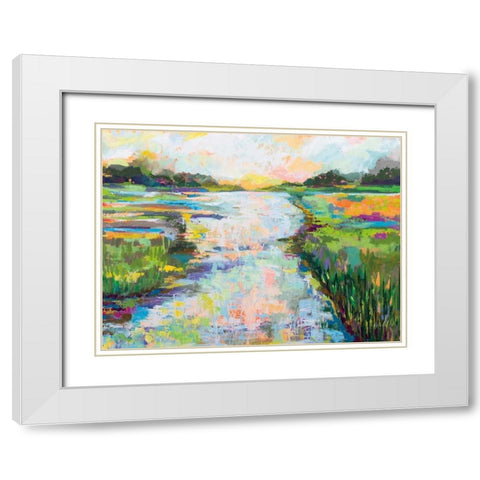 Dancing Light White Modern Wood Framed Art Print with Double Matting by Vertentes, Jeanette