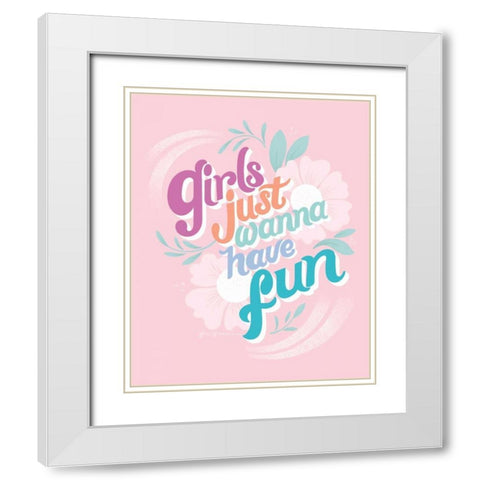 Girls I Pink White Modern Wood Framed Art Print with Double Matting by Graham, Gia