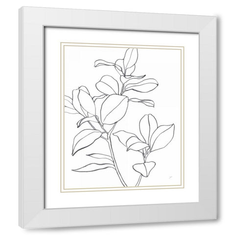 Magnolia Branch I White Modern Wood Framed Art Print with Double Matting by Panganiban, Karyn