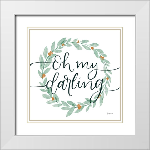 Sage Sayings Wreath I White Modern Wood Framed Art Print with Double Matting by Thorns, Becky