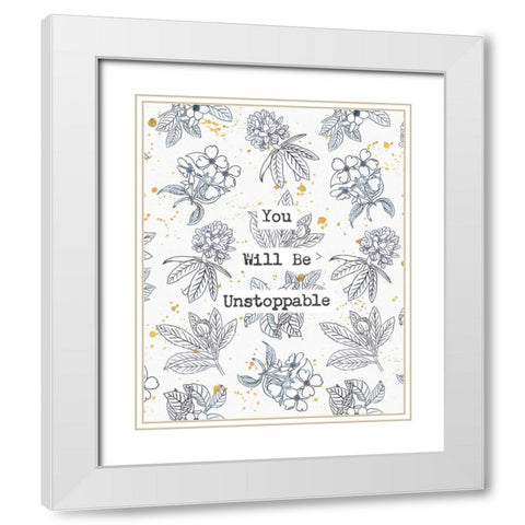 Indigo Blooms Unstoppable White Modern Wood Framed Art Print with Double Matting by Wild Apple Portfolio