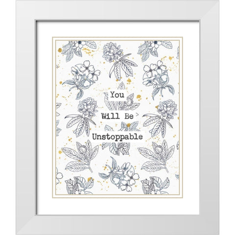 Indigo Blooms Unstoppable White Modern Wood Framed Art Print with Double Matting by Wild Apple Portfolio