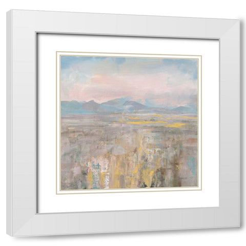 Distant Mountains White Modern Wood Framed Art Print with Double Matting by Nai, Danhui