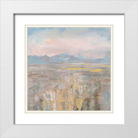 Distant Mountains White Modern Wood Framed Art Print with Double Matting by Nai, Danhui