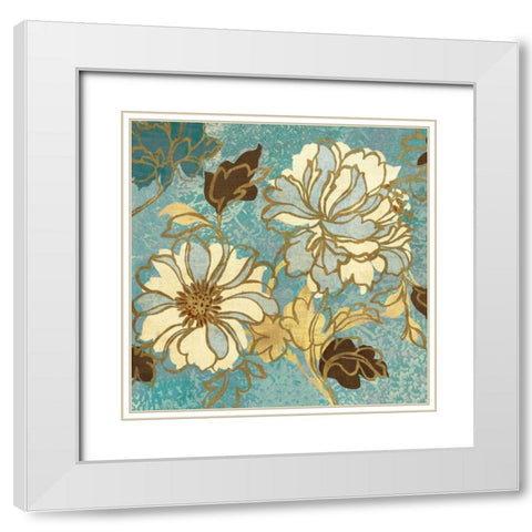 Sophias Flowers I - Blue White Modern Wood Framed Art Print with Double Matting by Wild Apple Portfolio