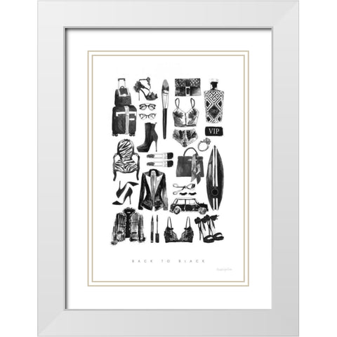 Back to Black I White Modern Wood Framed Art Print with Double Matting by Charro, Mercedes Lopez