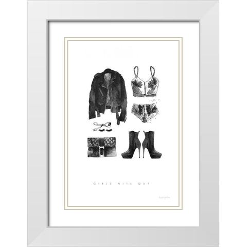 Back to Black III White Modern Wood Framed Art Print with Double Matting by Charro, Mercedes Lopez