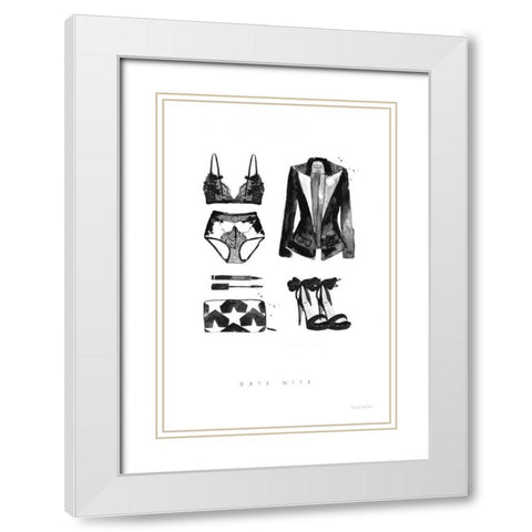 Back to Black IV White Modern Wood Framed Art Print with Double Matting by Charro, Mercedes Lopez