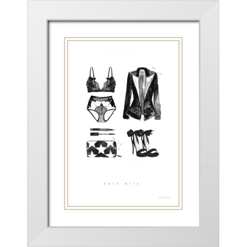 Back to Black IV White Modern Wood Framed Art Print with Double Matting by Charro, Mercedes Lopez