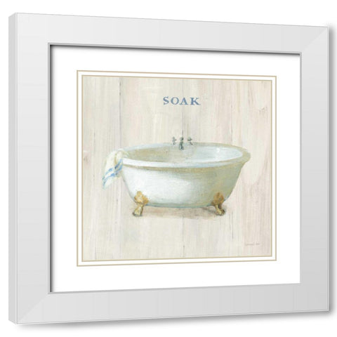 Farmhouse Bathtub Soak White Modern Wood Framed Art Print with Double Matting by Nai, Danhui