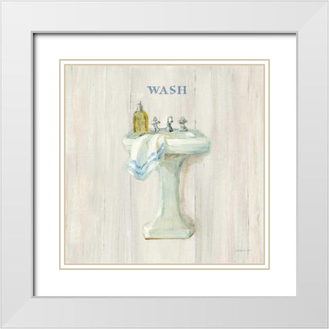 Farmhouse Sink Wash White Modern Wood Framed Art Print with Double Matting by Nai, Danhui