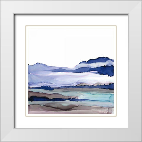 Bluescape I White Modern Wood Framed Art Print with Double Matting by Paschke, Chris