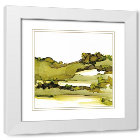 Greenscape I White Modern Wood Framed Art Print with Double Matting by Paschke, Chris