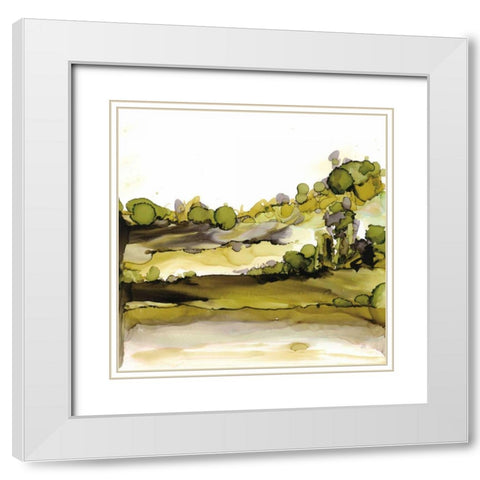 Greenscape II White Modern Wood Framed Art Print with Double Matting by Paschke, Chris