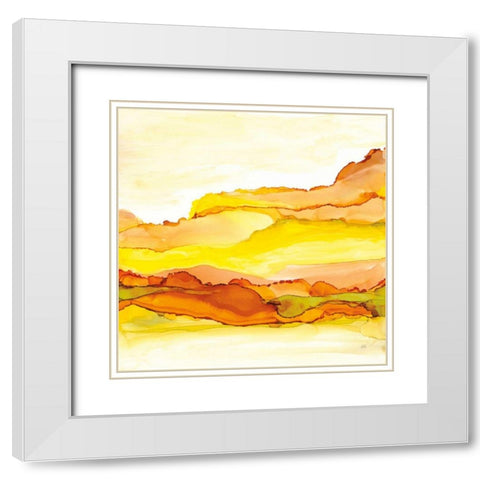 Yellowscape I White Modern Wood Framed Art Print with Double Matting by Paschke, Chris