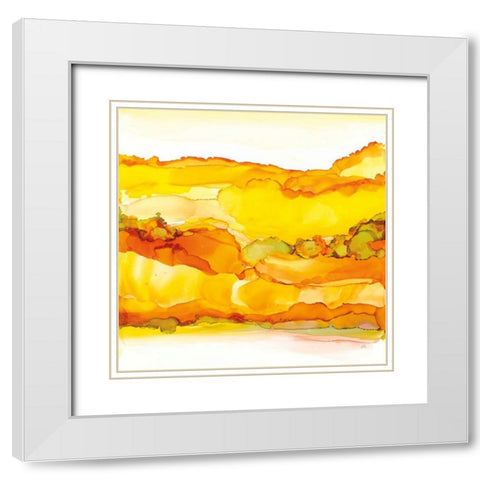 Yellowscape II White Modern Wood Framed Art Print with Double Matting by Paschke, Chris