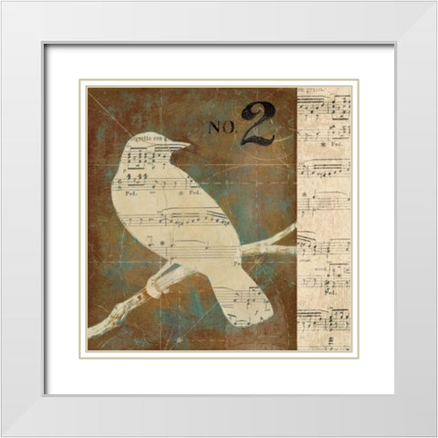 Bird Silhouette I White Modern Wood Framed Art Print with Double Matting by D Salusti