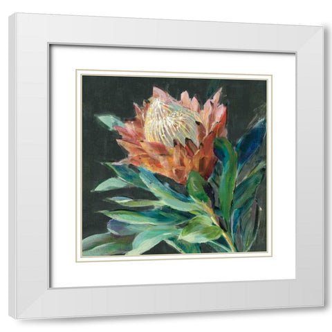 Deep Protea Crop White Modern Wood Framed Art Print with Double Matting by Nai, Danhui