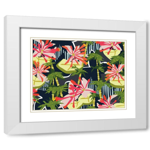 Bamboo Honeysuckle I White Modern Wood Framed Art Print with Double Matting by Gallagher, Megan