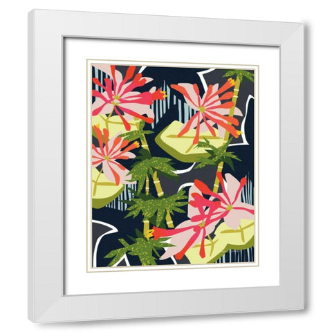 Bamboo Honeysuckle II White Modern Wood Framed Art Print with Double Matting by Gallagher, Megan