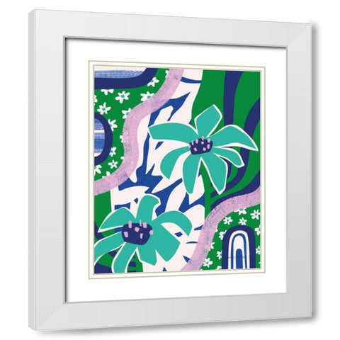 Daisies White Modern Wood Framed Art Print with Double Matting by Gallagher, Megan