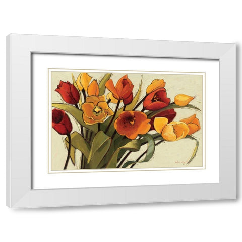 Tulip Time White Modern Wood Framed Art Print with Double Matting by Novak, Shirley