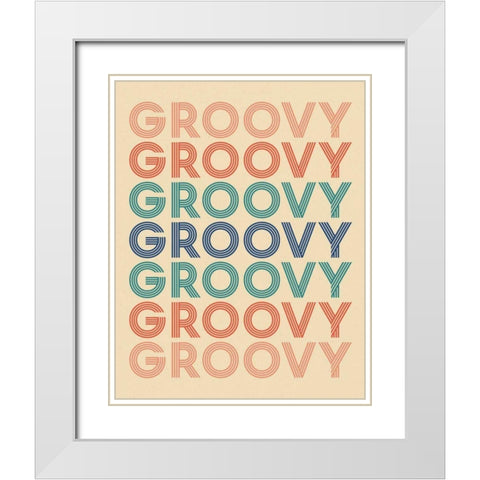 Retro Words I Cream White Modern Wood Framed Art Print with Double Matting by Wild Apple Portfolio
