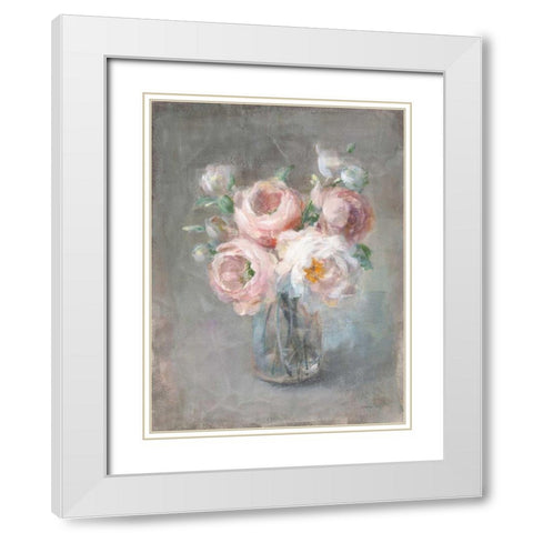 Pale Summer Blooms II White Modern Wood Framed Art Print with Double Matting by Nai, Danhui