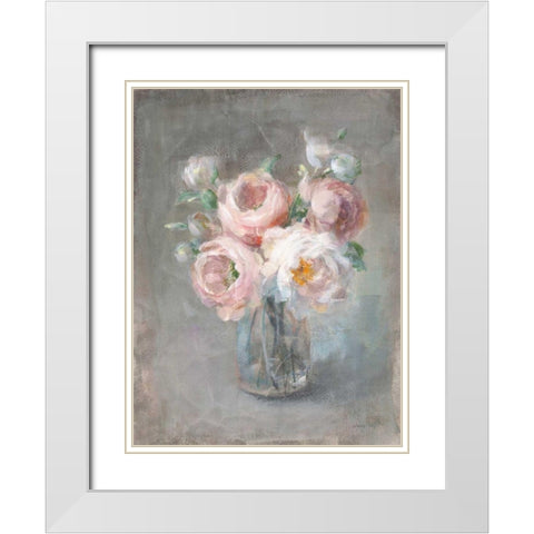 Pale Summer Blooms II White Modern Wood Framed Art Print with Double Matting by Nai, Danhui