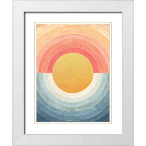 Retro Vibes Abstract White Modern Wood Framed Art Print with Double Matting by Nai, Danhui