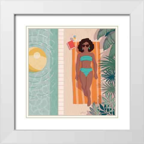 Beach Babes III White Modern Wood Framed Art Print with Double Matting by Penner, Janelle