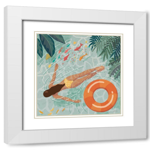 Beach Babes IV White Modern Wood Framed Art Print with Double Matting by Penner, Janelle