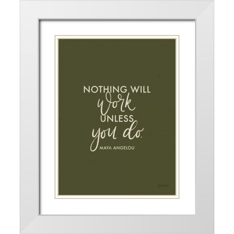 Words of Wisdom II Green Crop White Modern Wood Framed Art Print with Double Matting by Thorns, Becky