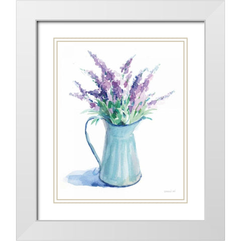 Farmstand Lavender White Modern Wood Framed Art Print with Double Matting by Nai, Danhui