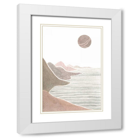 Shore Upon Shore White Modern Wood Framed Art Print with Double Matting by Nai, Danhui